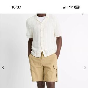 Vince men’s Cotton & Linen-Blend Crochet Cabana Shirt NWT